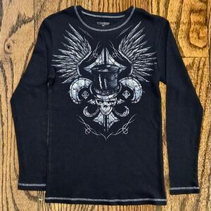 Y2K Grunge Affliction Style Long Sleeve Thermal Shirt